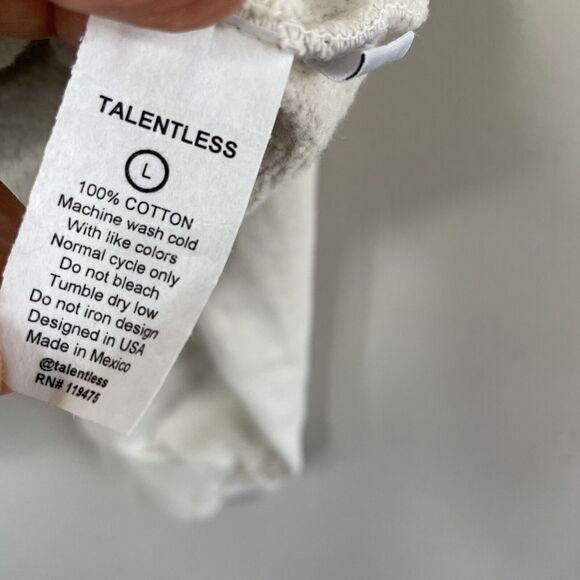 TALENTLESS Womens Pullover Premium Hoodie Sweatshirt NEW Bone Ivory Disick Sz L - Picture 9 of 9